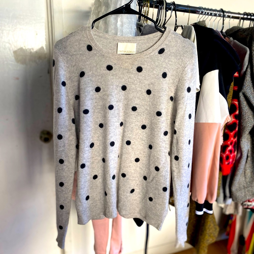Grey and Black Polkadot Sweater